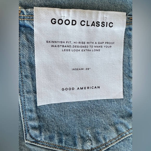 Good American Good Classic High Rise Distressed Jeans, Indigo - Size 27 - Picture 8 of 12